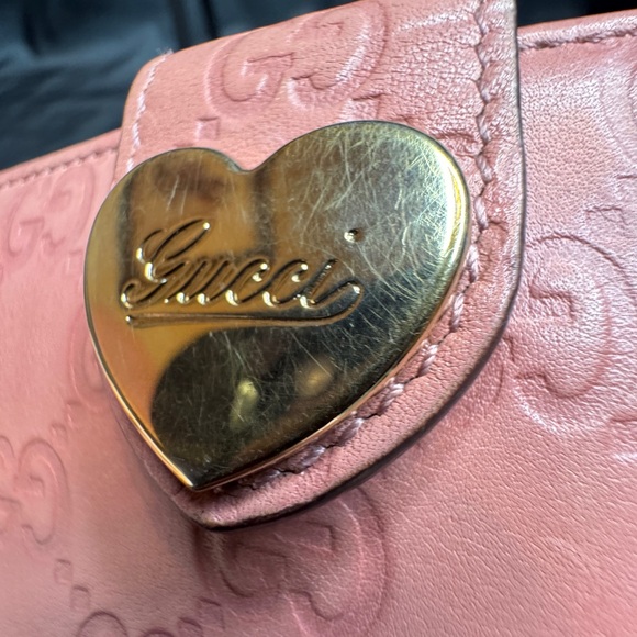 Gucci Heart GG Guccissima Embellished Pink Continental Leather Wallet - Picture 4 of 16